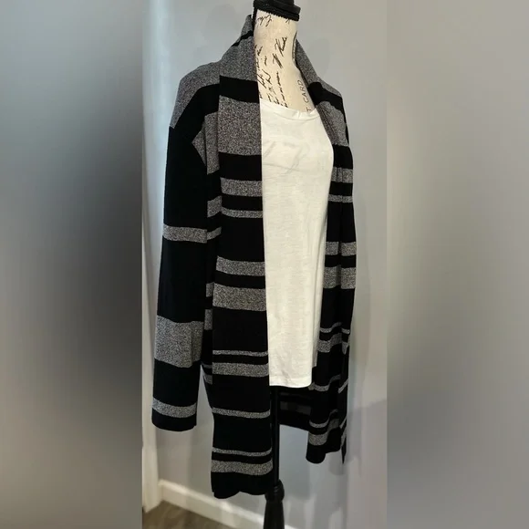 🧶 🧶 Calvin Klein Black and Grey Open Cardigan Sweater – Size XL - Picture 8 of 8